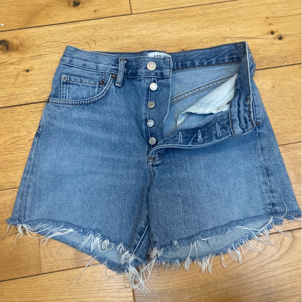 Agolde Reese Medium Wash Cotton High rise jean shorts - Picture 2 of 7